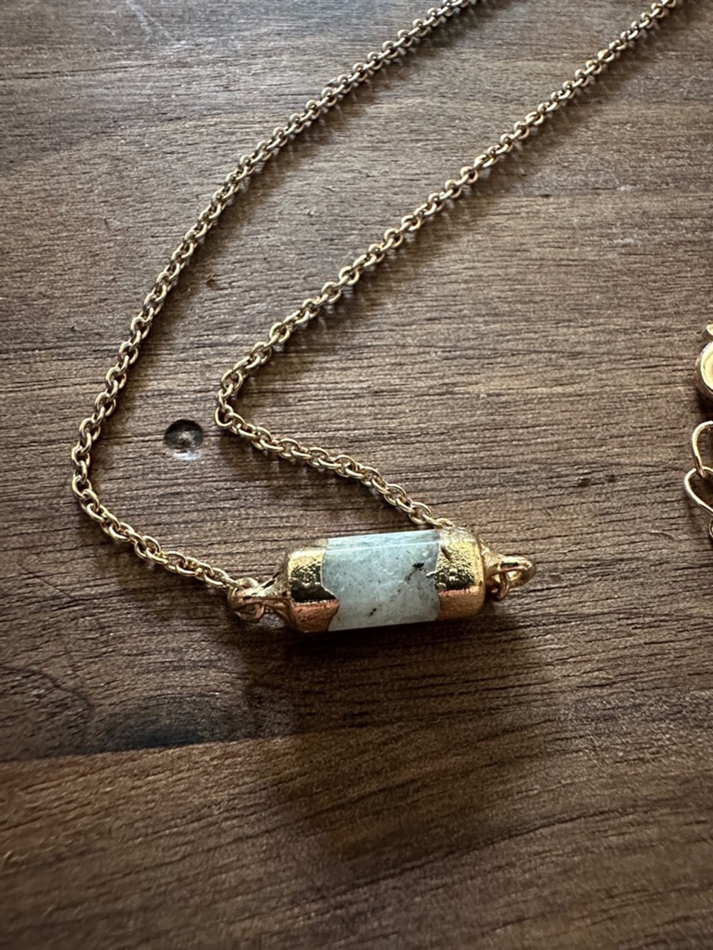 20 in Labradorite Bar Gold Necklace